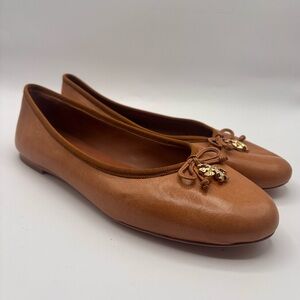 Tory Burch Charm Ballet Goat Leather Women’s Size 9 Tan Style 71838